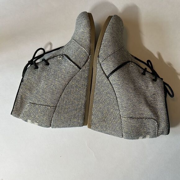 TOMS Women’s Desert Wedge Linen-Like Metallic Ankle Booties Cream/Gray Size 8.5 - Picture 4 of 13